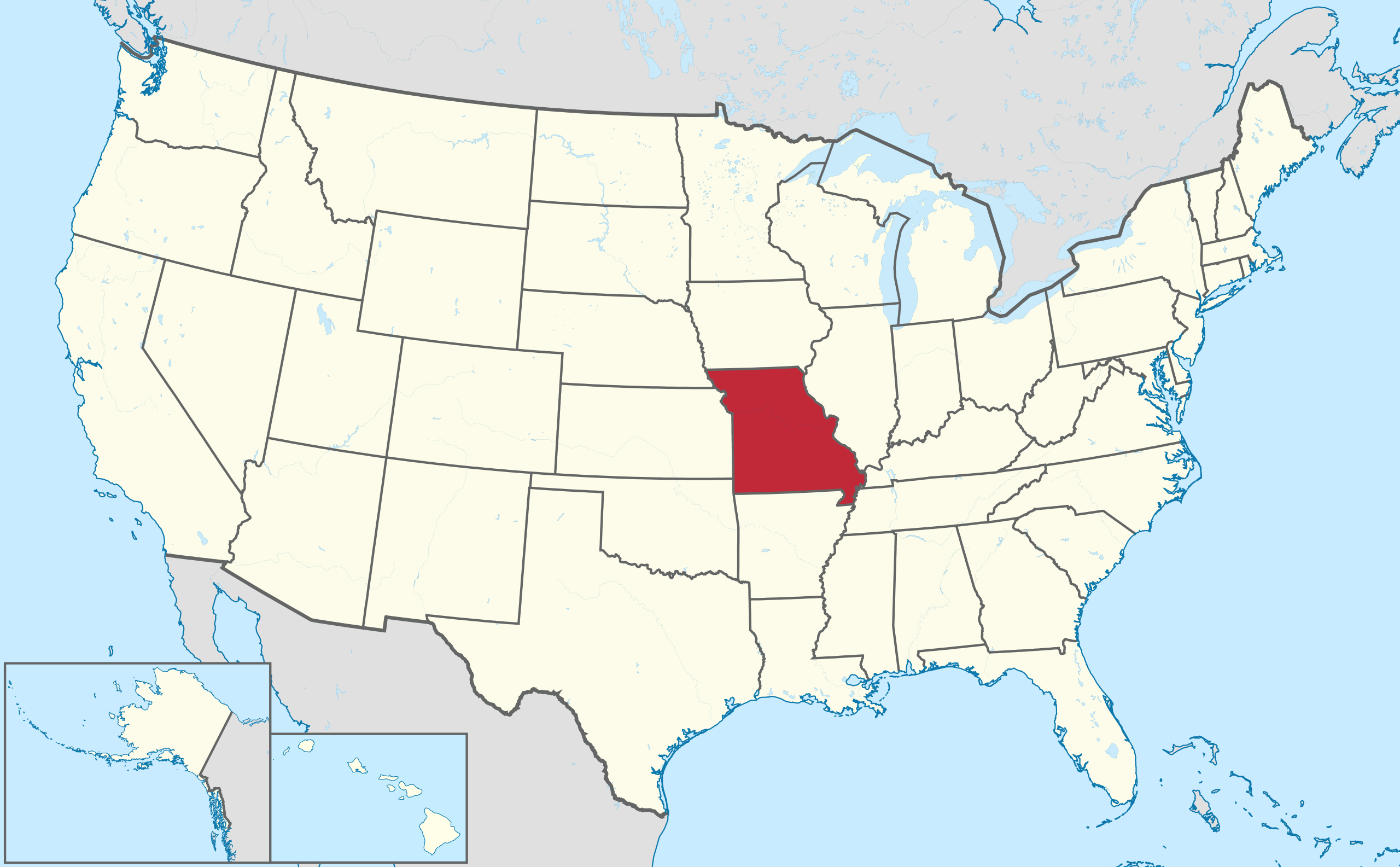 missouri highlighted on a map