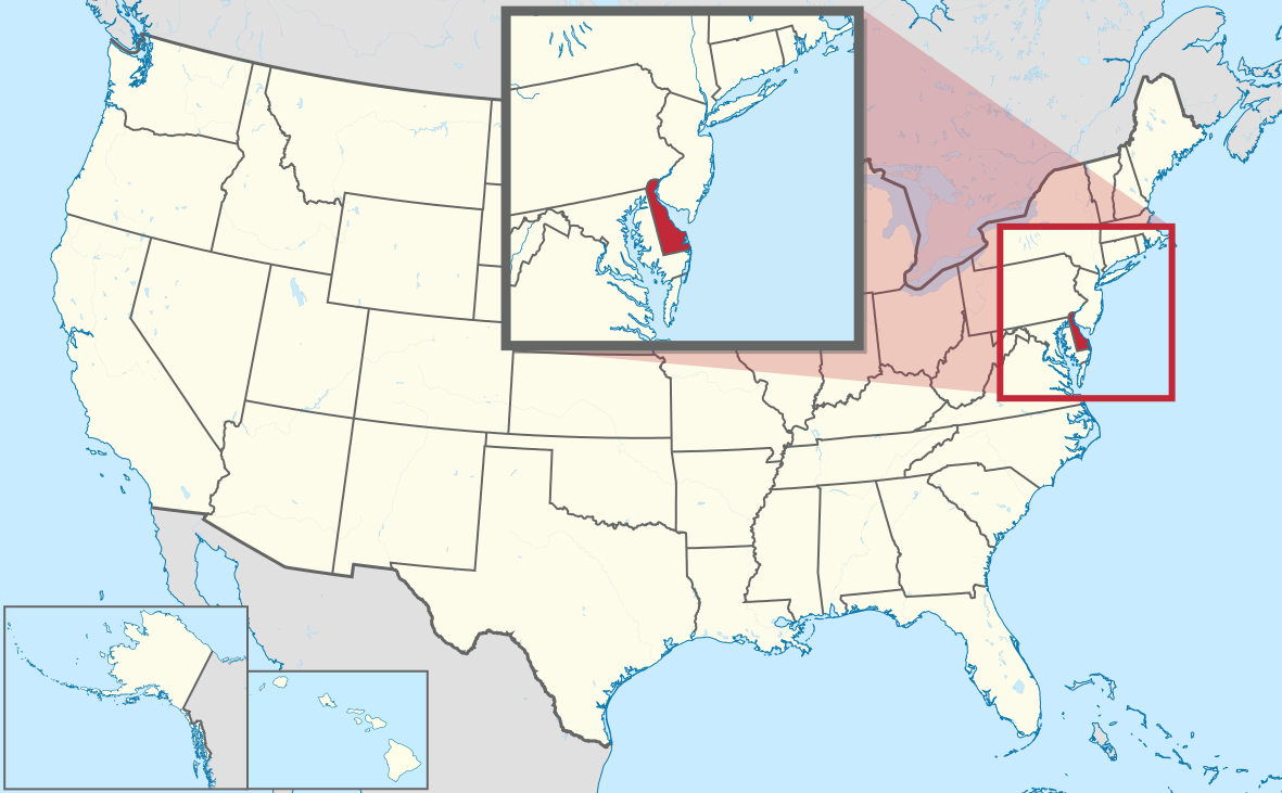 delaware highlighted on a map