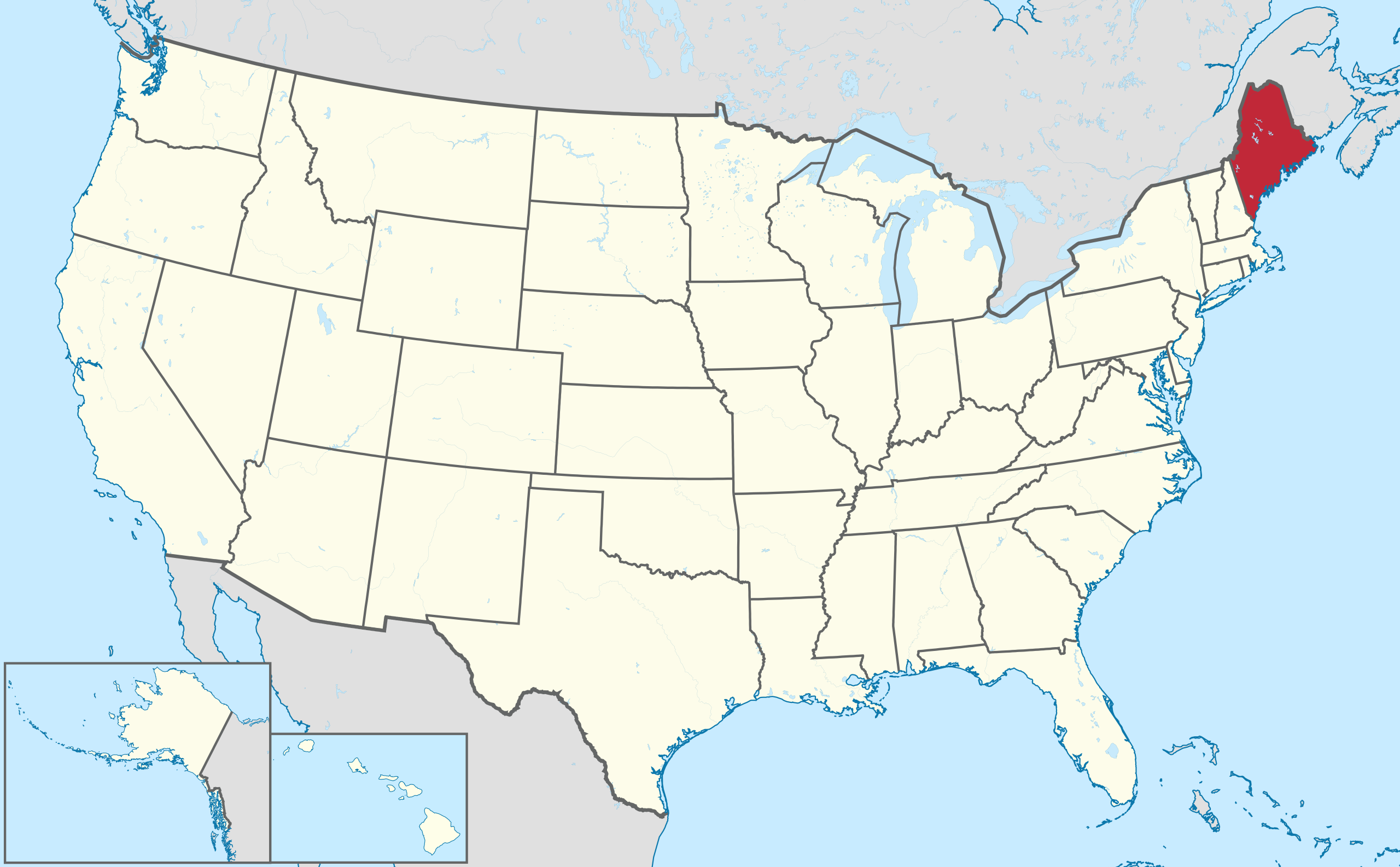 maine highlighted on a map