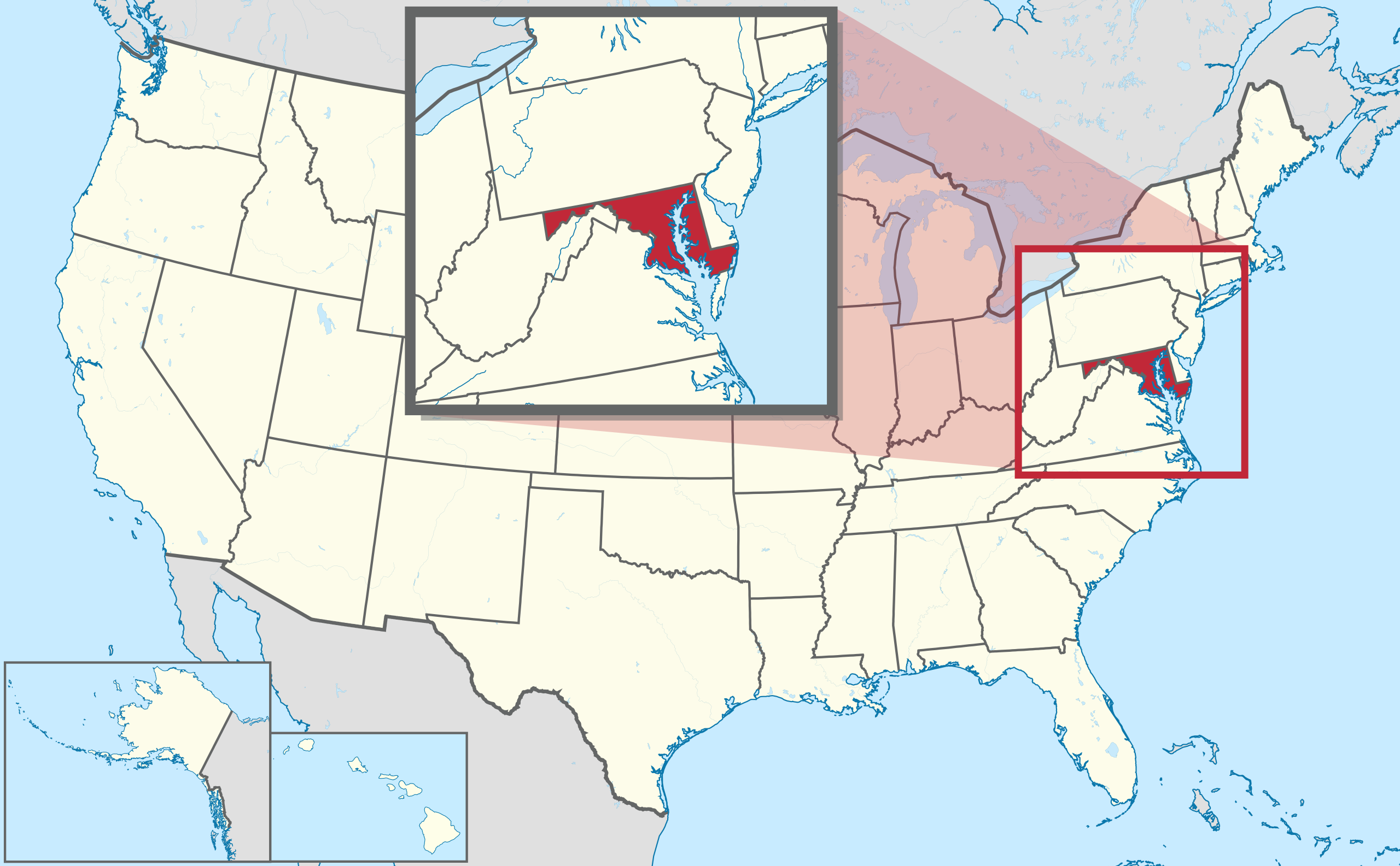 maryland highlighted on a map