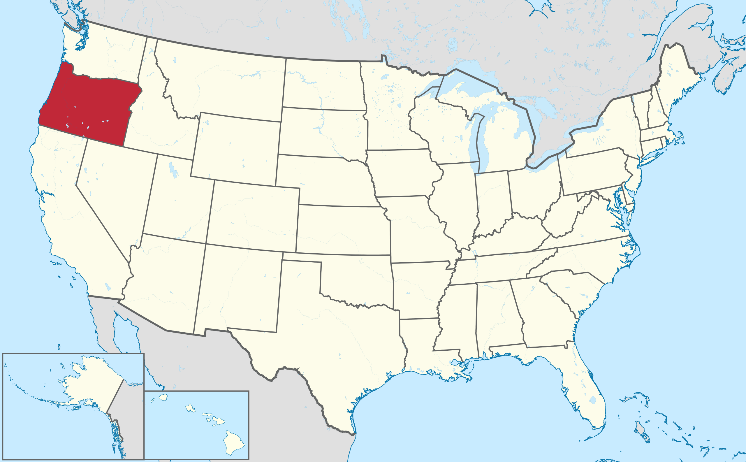 oregon highlighted on a map