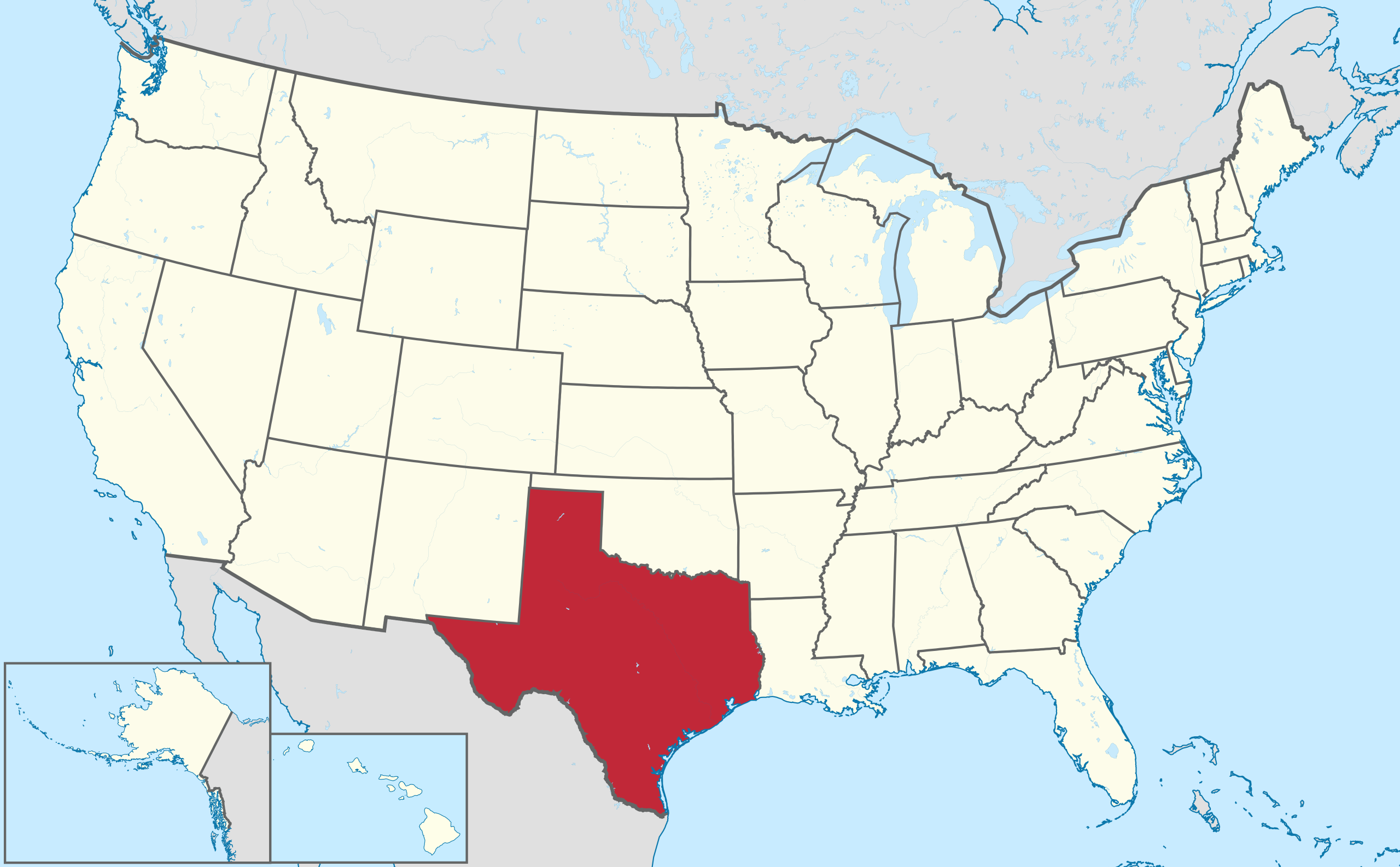 texas highlighted on a map